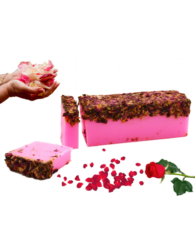 Jabón artesanal de rosas y pétalos...